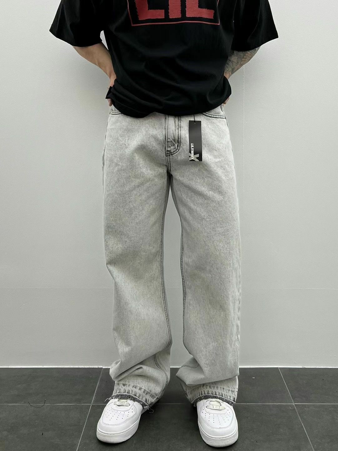 淨色鬆身牛仔褲 LIL-009J