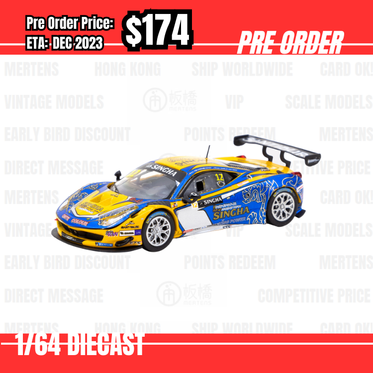 PO-$174 * Tarmac * 1:64 Ferrari 458 Italia GT3  GT Asia 2016  C. Van Dam / P. Bhirombhakdi [27/07]