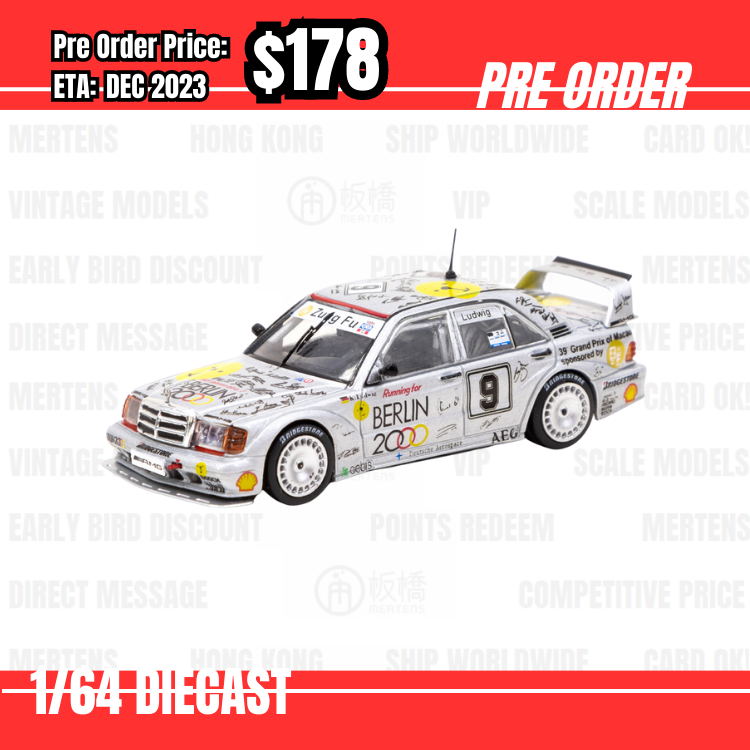 PO-$178 * Tarmac * 1:64 Mercedes-Benz 190 E 2.5-16 Evolution II  Macau Guia Race 1992 K.Ludwig [27/07]