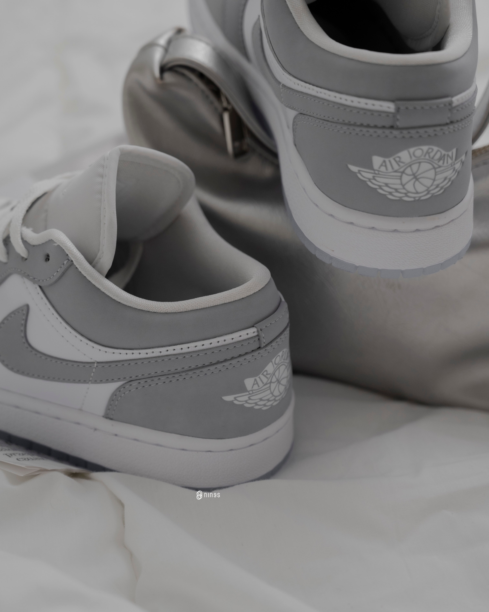 零碼】AIR JORDAN 1 LOW 'WHITE WOLF GREY' 小DIOR 灰白