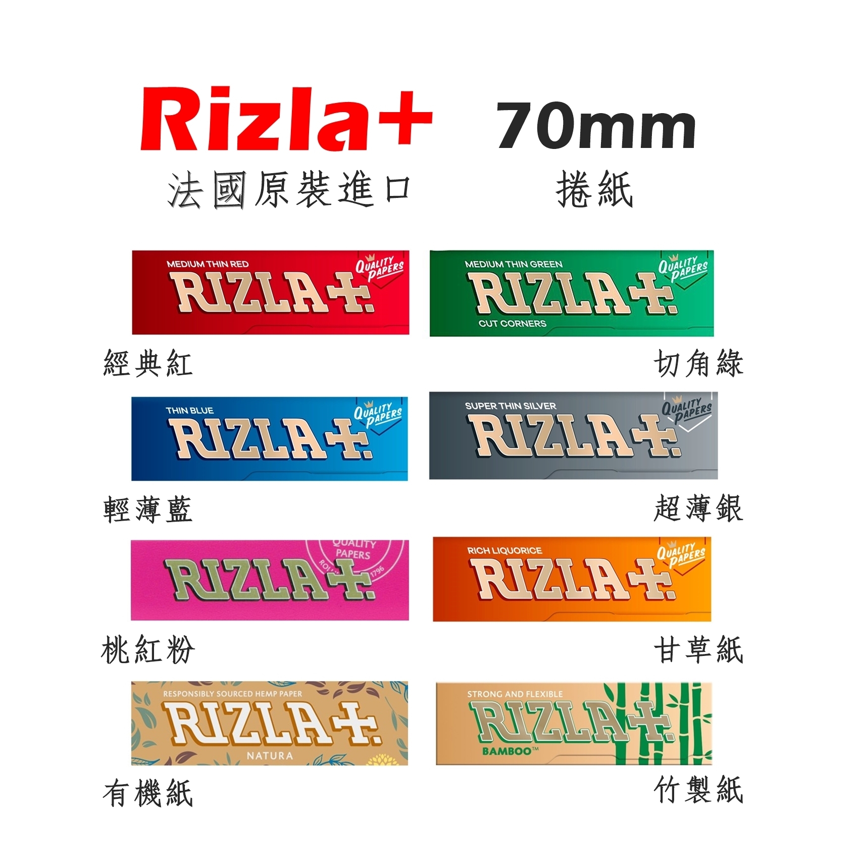 【Rizla+】法國原裝進口、70mm、手捲煙專用捲紙