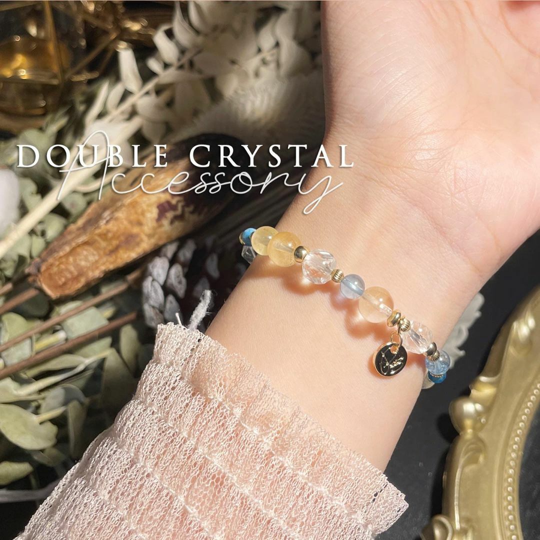 ☽◌*伊絲妮的冰雕城堡／黃兔毛．海藍寶．磷灰石．白水晶