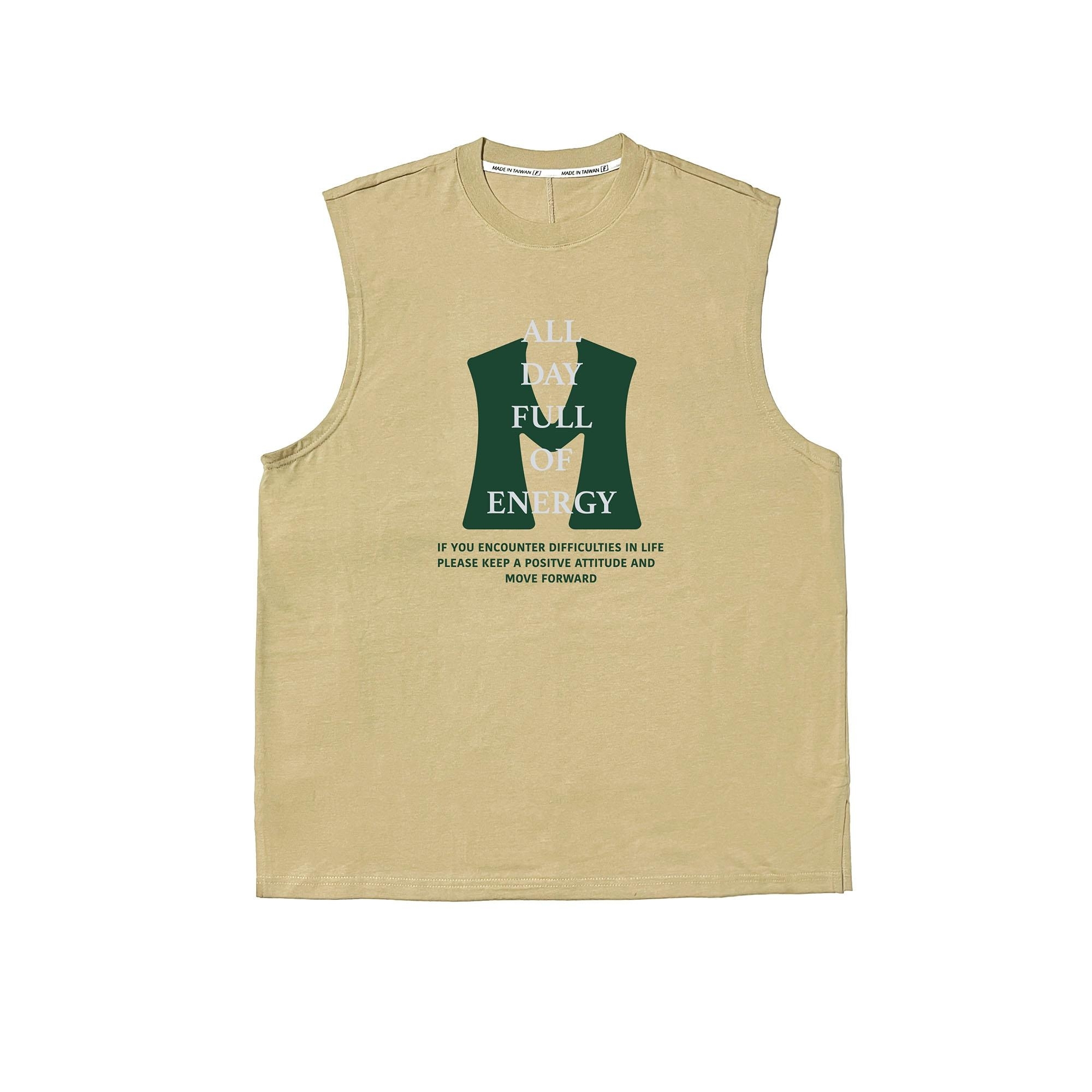 MAXXC 字母印花厚磅背心-卡其