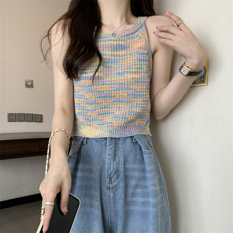 Rainbow-knit camisole vest