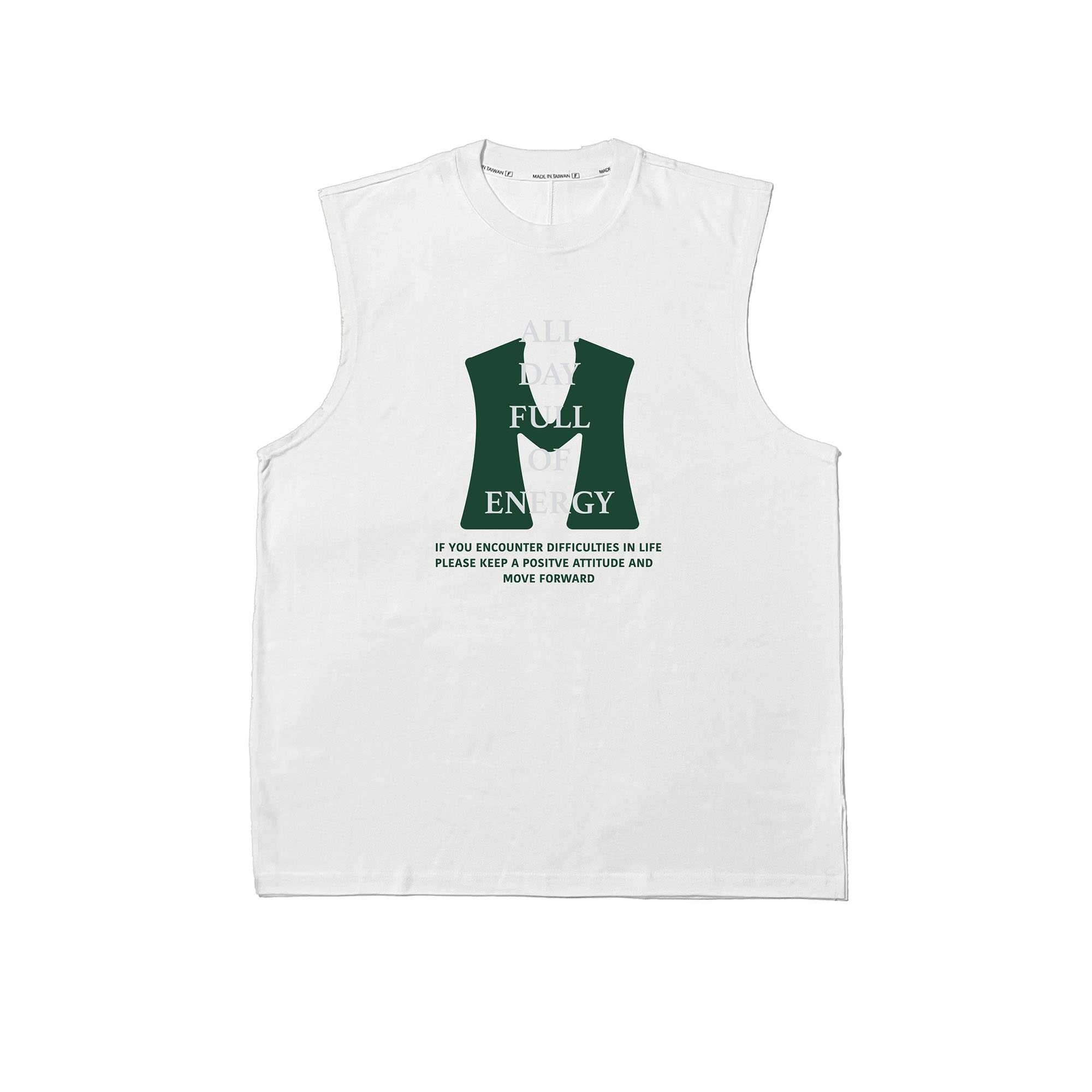 MAXXC 字母印花厚磅背心-白