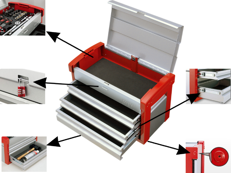 KTC 66件 3分工具 高階三抽工具箱