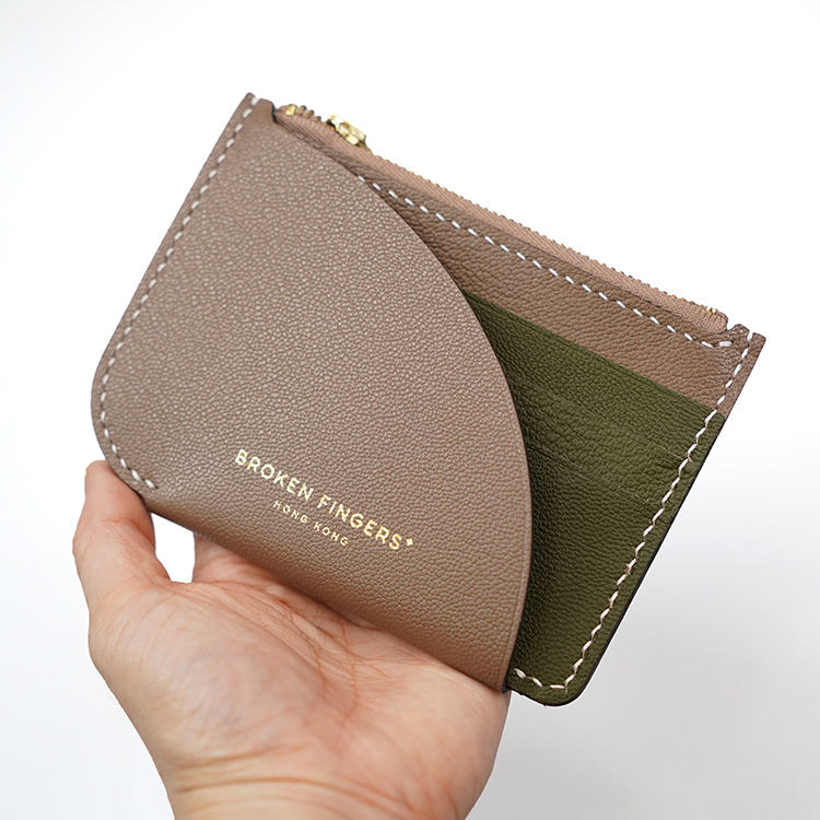 Zip Holder【 Earthy Taupe X Forest Green 】Italian Goatskin Small Accessories