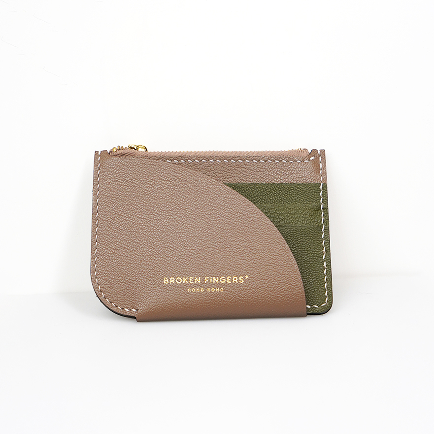 Zip Holder【 Earthy Taupe X Forest Green 】Italian Goatskin Small Accessories