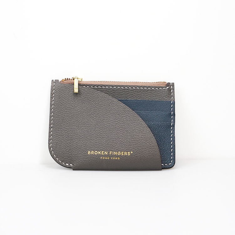 Zip Holder【 Smoky Dark Grey X Cobalt Blue 】Italian Goatskin Small Accessories