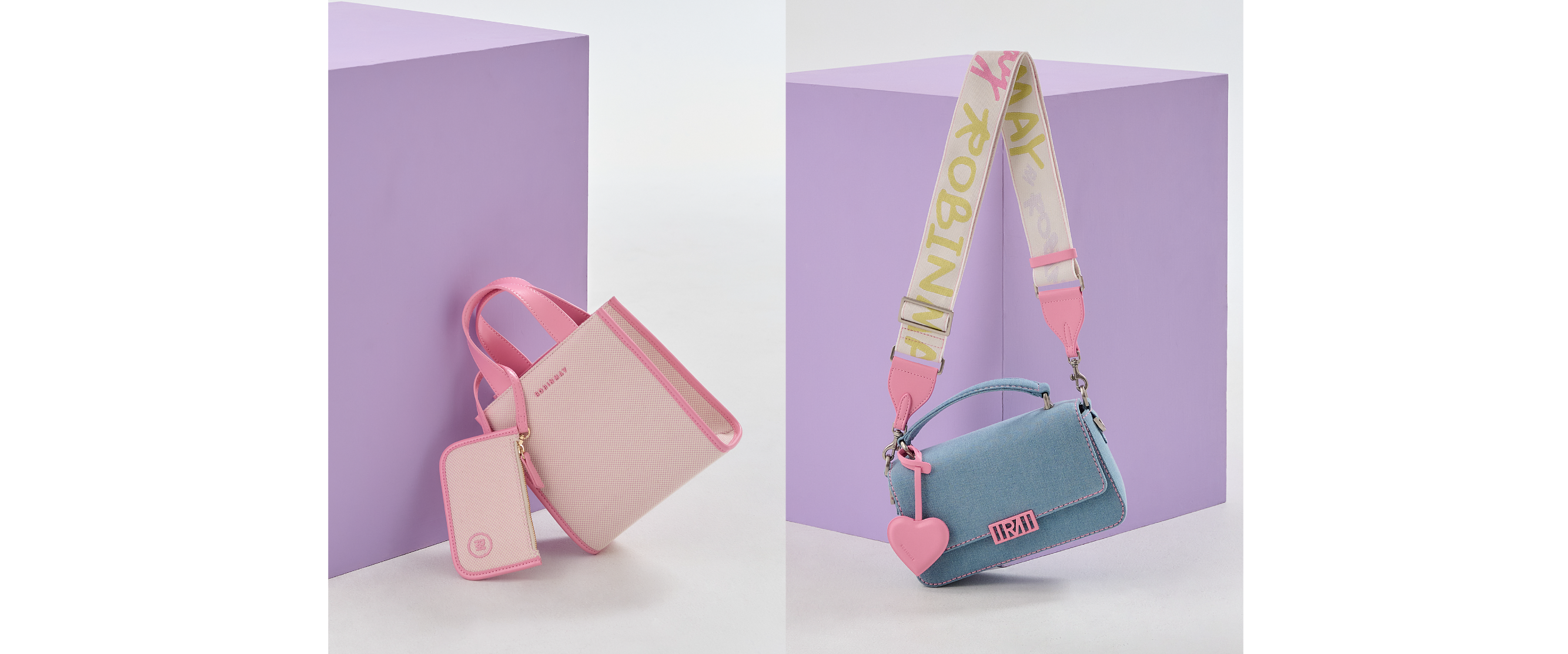 活潑時髦的異材質粉色手提包