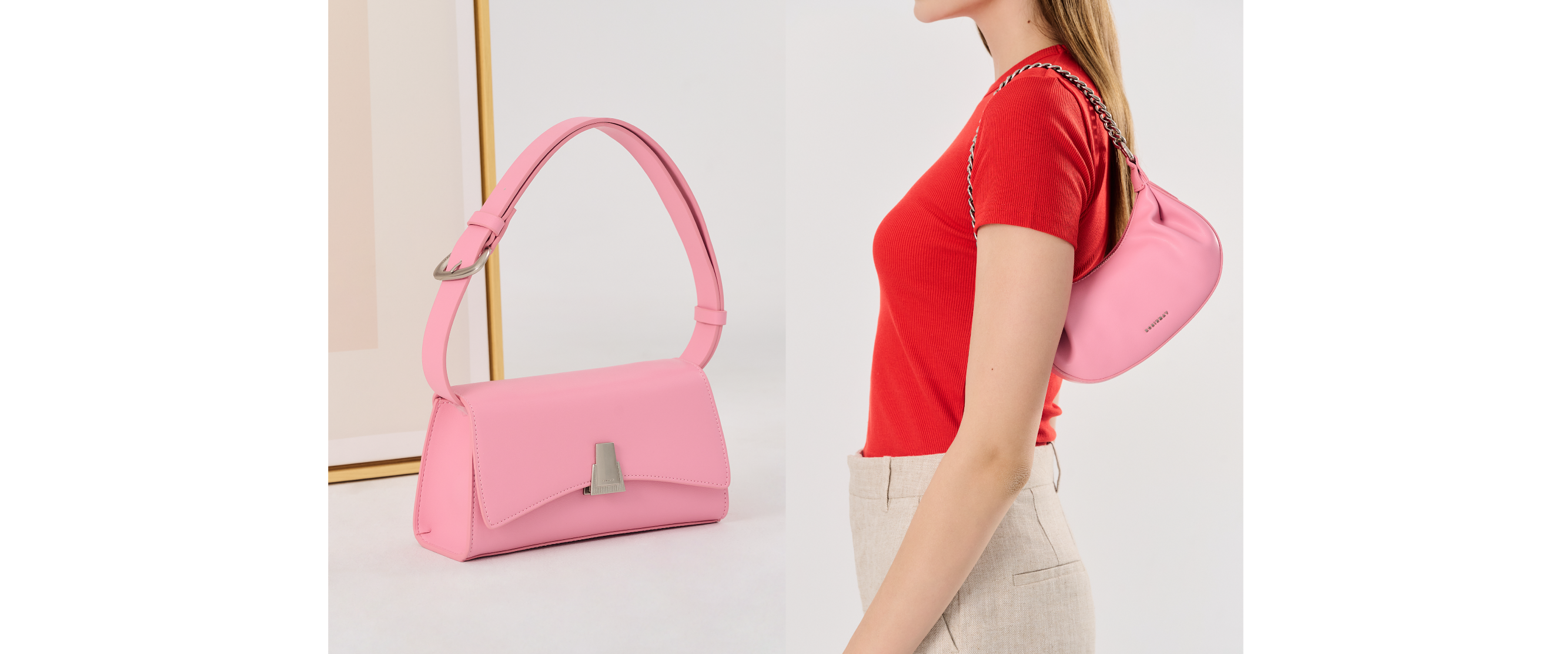 甜美又率性的粉色肩背包