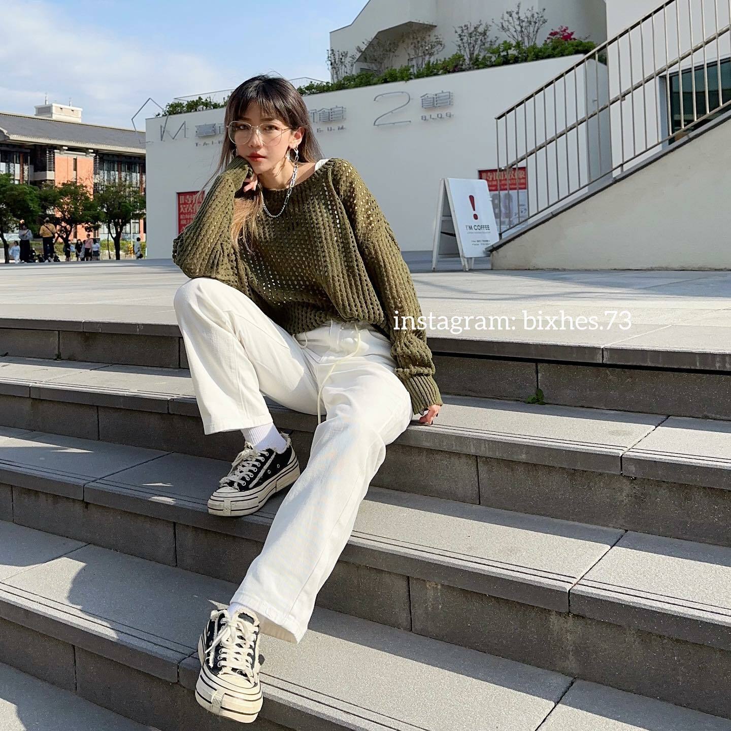 抽繩直筒白褲(E00011)