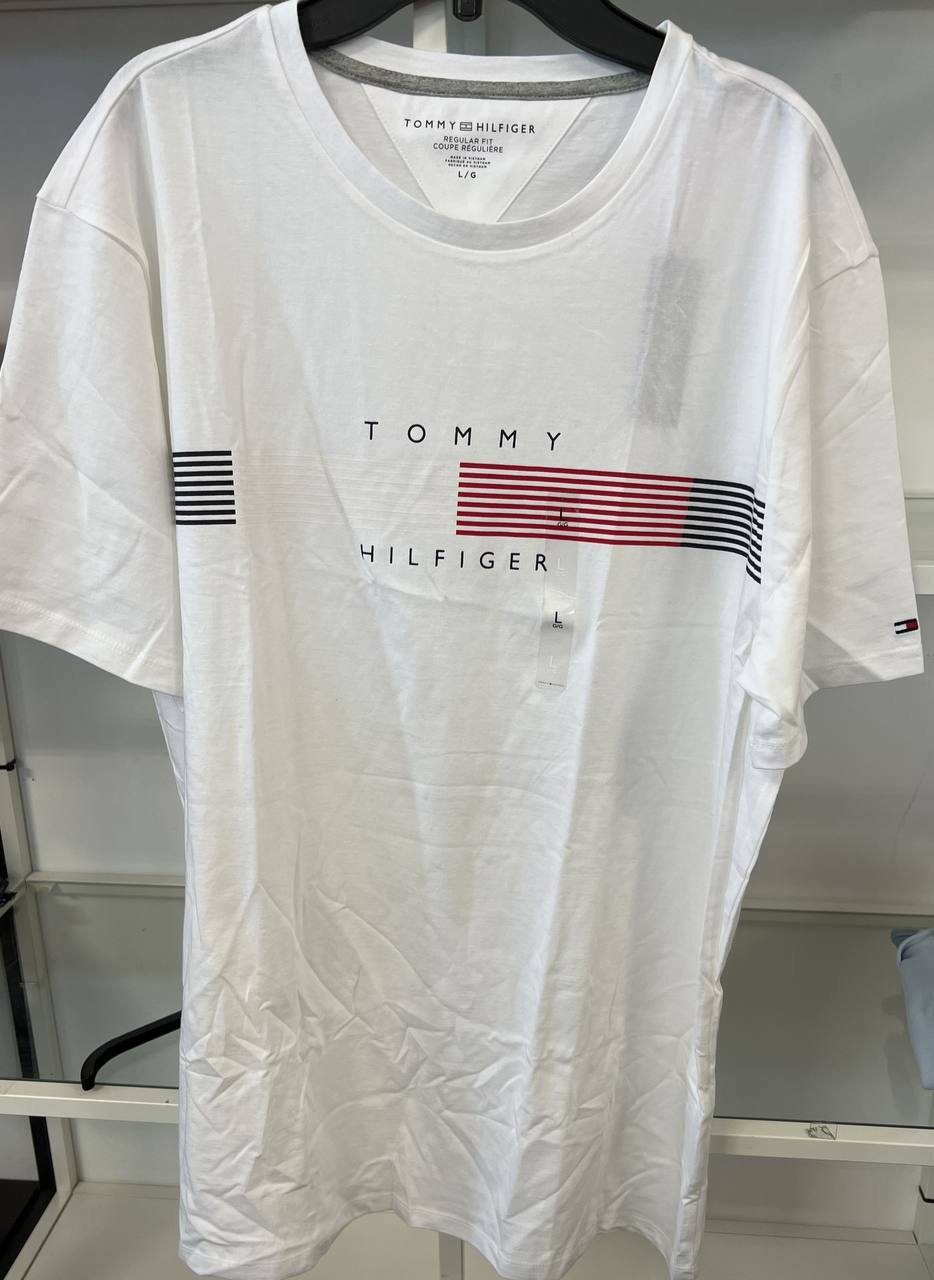 [S] TOMMY HILFIGER FLAG STRIPE T-SHIRT,WHITE, 78J8865-101 (STH338)