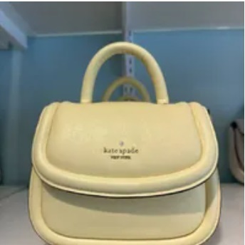 [S] KATE SPADE KB705 PUFFY SMOOTH LEATHER MINI TOP,YELLOW MAR, 196021275098 (SKS651)