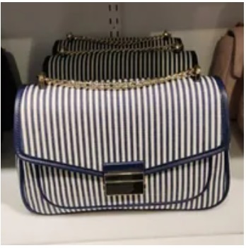 [S] KATE SPADE KB553 CAREY STRIPE CANVAS MEDIUM FLAP SHOULDER BAG,BLUE MULTI, 196021276309 (SKS652)