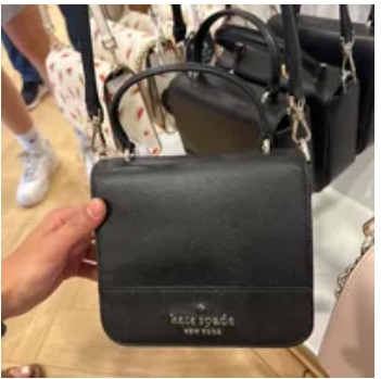 [S] KATE SPADE K7342 STACI SAFFIANO LEATHER SQUARE CROSSBODY BAG,BLACK, 196021077289 (SKS655)