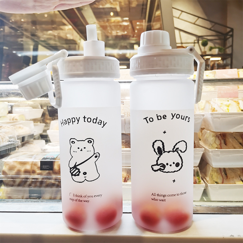 《2794》少女小圖磨砂手提水壺500ML