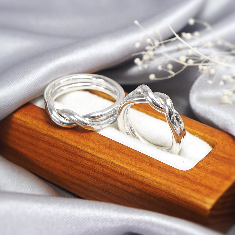 ART64 雙環交疊銀戒 情侶款 925純銀戒指 情人對戒組