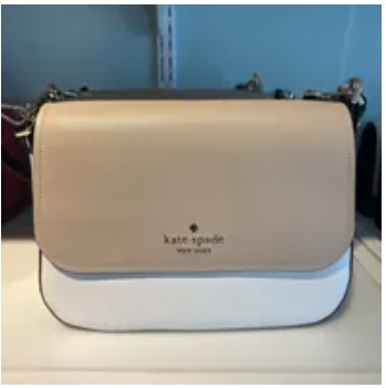 [S] KATE SPADE K9325 STACI COLORBLOCK SAFFIANO LEATHER CROSSBODY,WARM BEIGE, 196021191343 (SKS668)