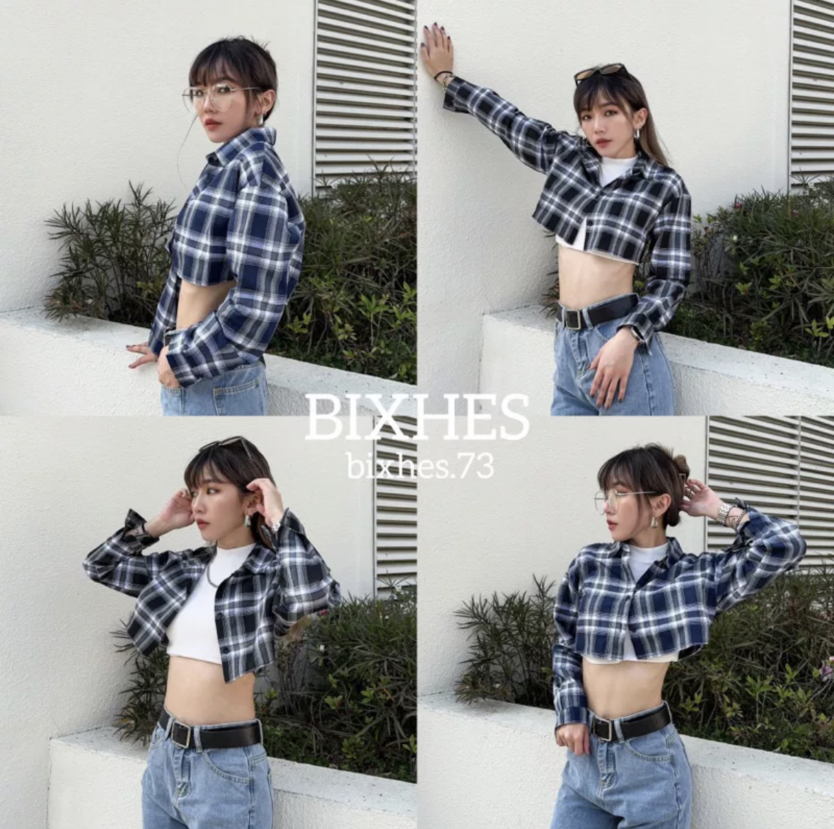 格紋短版襯衫(G00006)