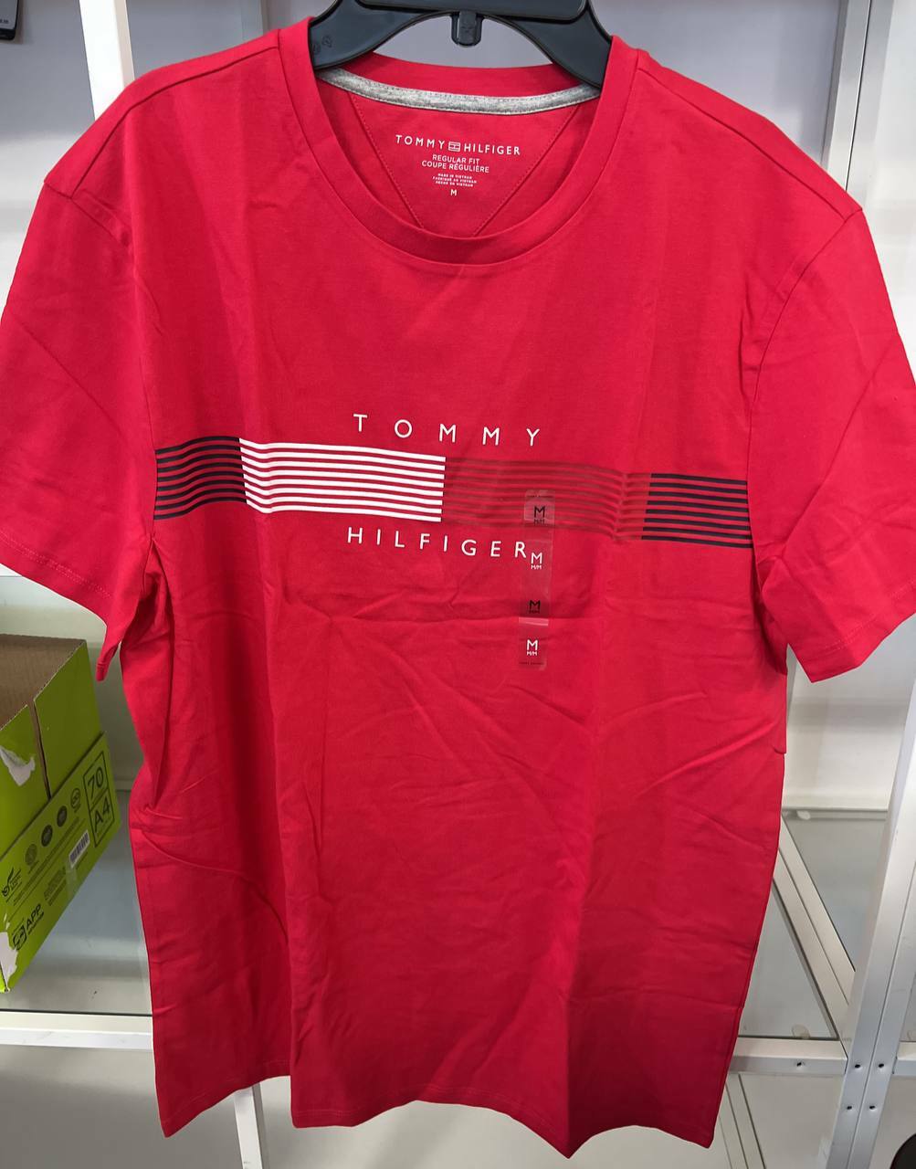 [S] TOMMY HILFIGER FLAG STRIPE T-SHIRT,RED, 78J8865-600 (STH342)