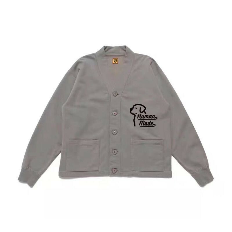 HUMAN MADE 22SS 小狗獵犬刺繡 休閒V領紐扣針織外套