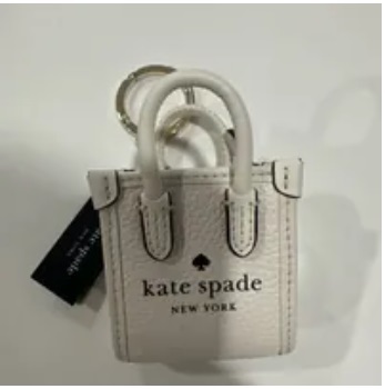 [S] KATE SPADE KB597 ELLA BAG CHARM COIN PURSE KEY FOB,PARCHMENT, 196021272820 (SKS676)