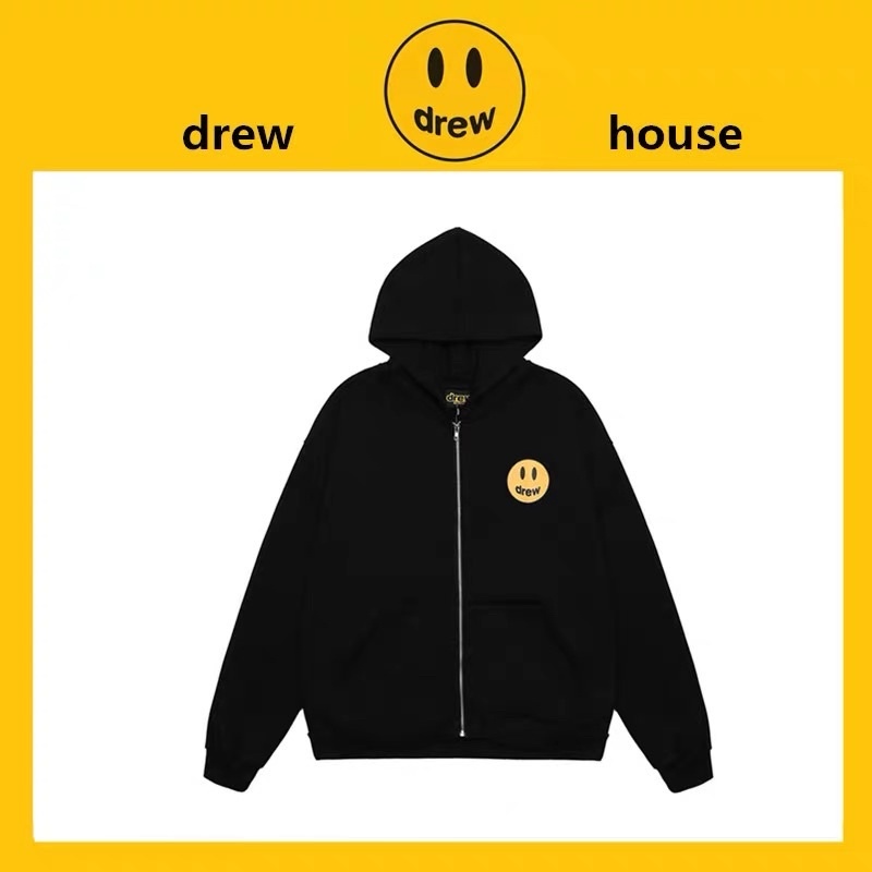 drew house 經典笑臉歐陽娜娜同款開衫連帽外套 drew house連帽外套 笑臉拉鍊外套