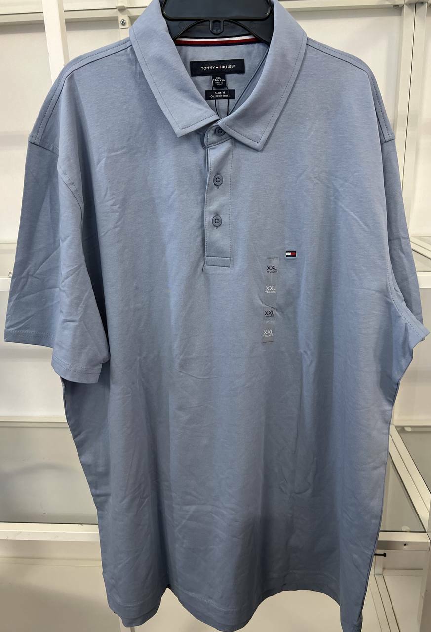 [S] TOMMY HILFIGER SMALL LOGO OVERSIZED POLO SHIRT,BLUE, 78J8152-420 (STH345)