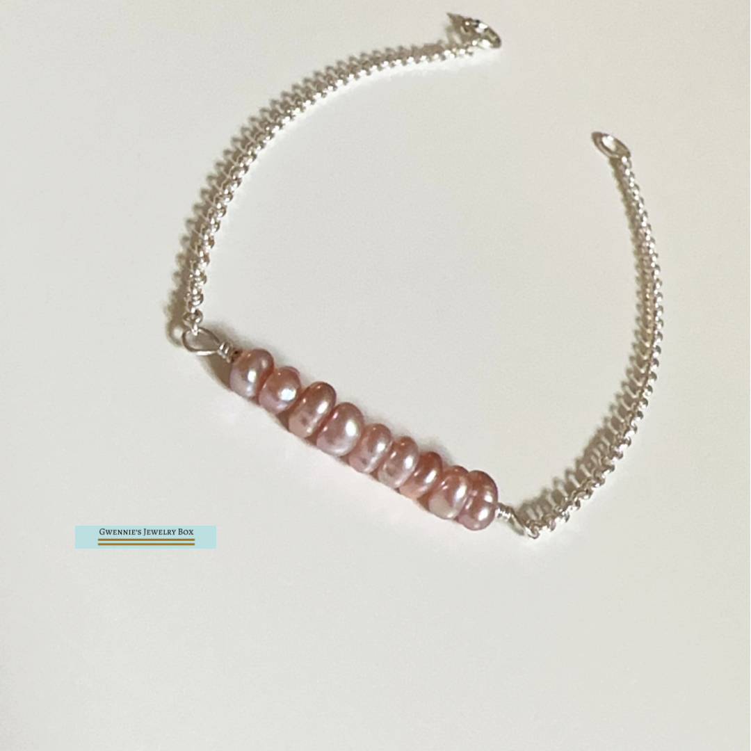 Gwennie手作 - 香水豆紫粉珍珠手鍊