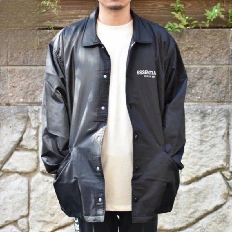 FOG ESSENTIALS Jacket 3M反光字母LOGO教練夾克 黑色背後膠印款
