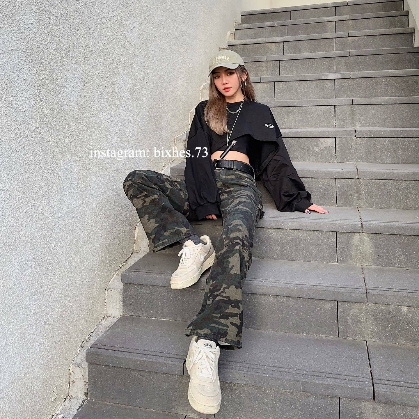 迷彩挺版牛仔褲(E00017)