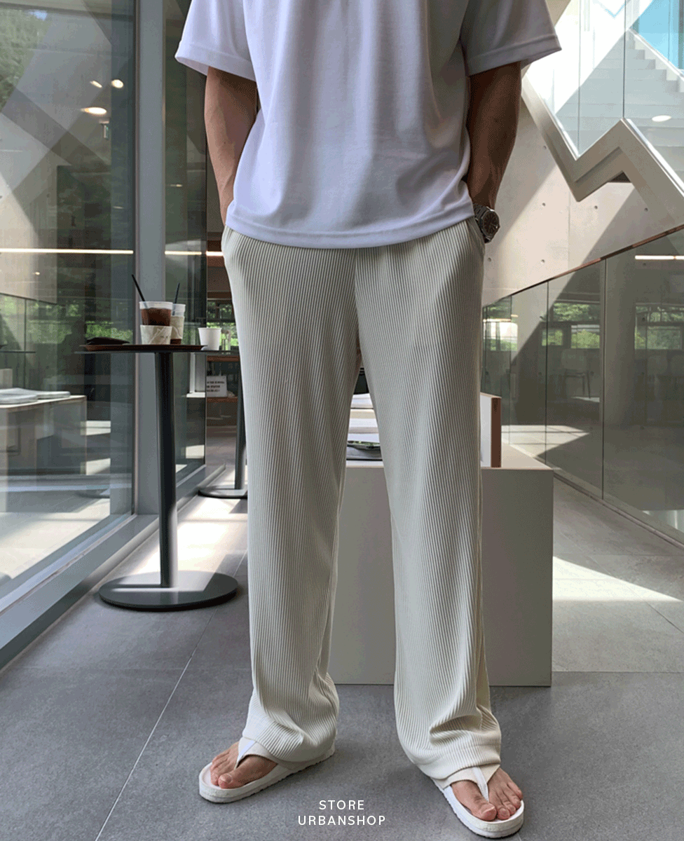 透氣褶皺垂墜休閒褲 / 白M / 不提供退換貨