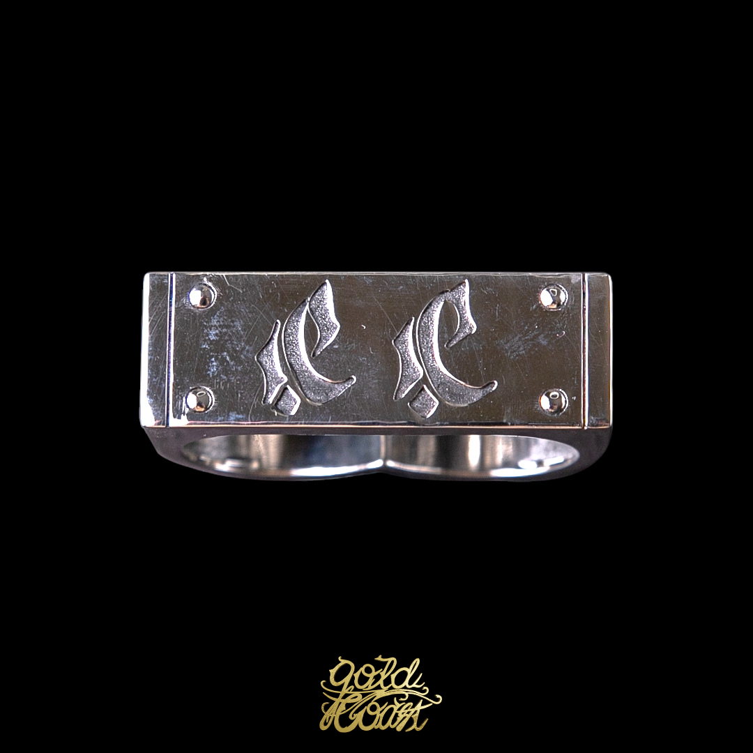 珠寶訂製歌德字&十字架雙指戒