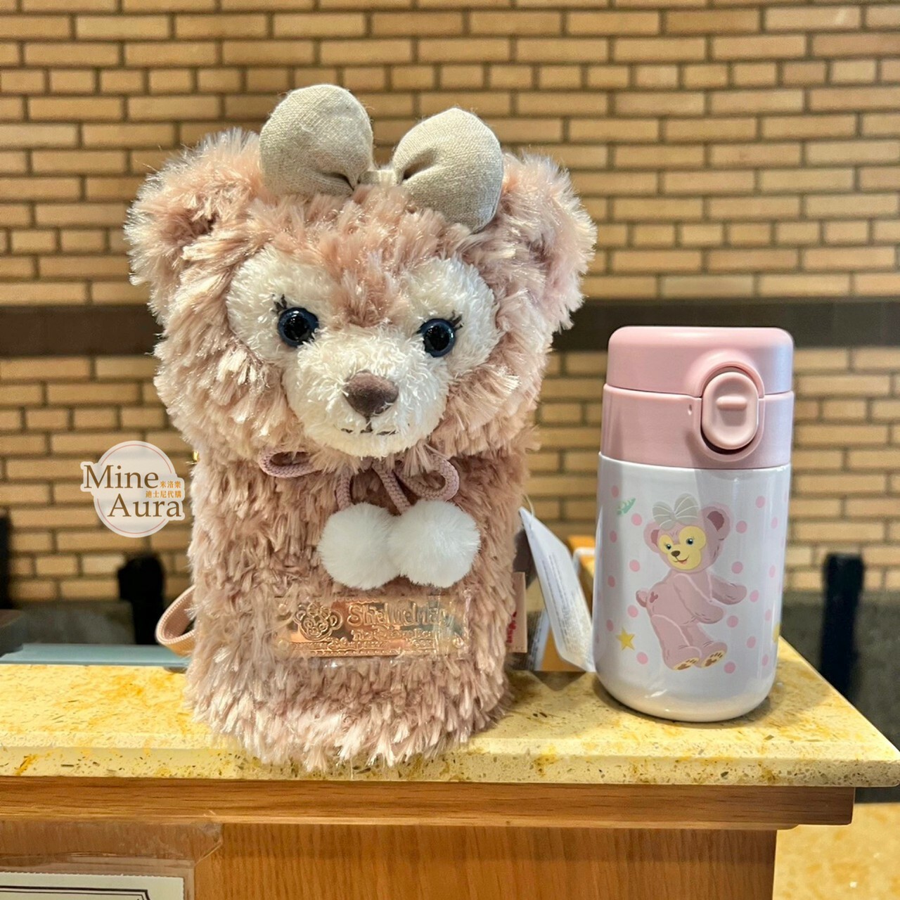 雪莉玫 ShellieMay 保溫瓶+鐵牌絨毛造型杯套 -上海迪士尼樂園