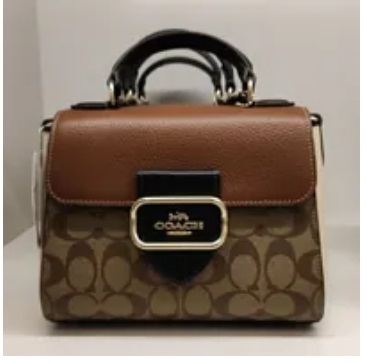 [S] COACH CE569 SIGNATURE COLORBLOCK MORG SHL,IM/KHAKI MULTI, 195031752087 (SCO374)