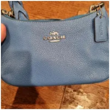 [S] COACH CJ590 LEATHER SIGNATURE MIX TERI SB,SV/KHAKI/RACER BLUE, 195031938849 (SCO428)