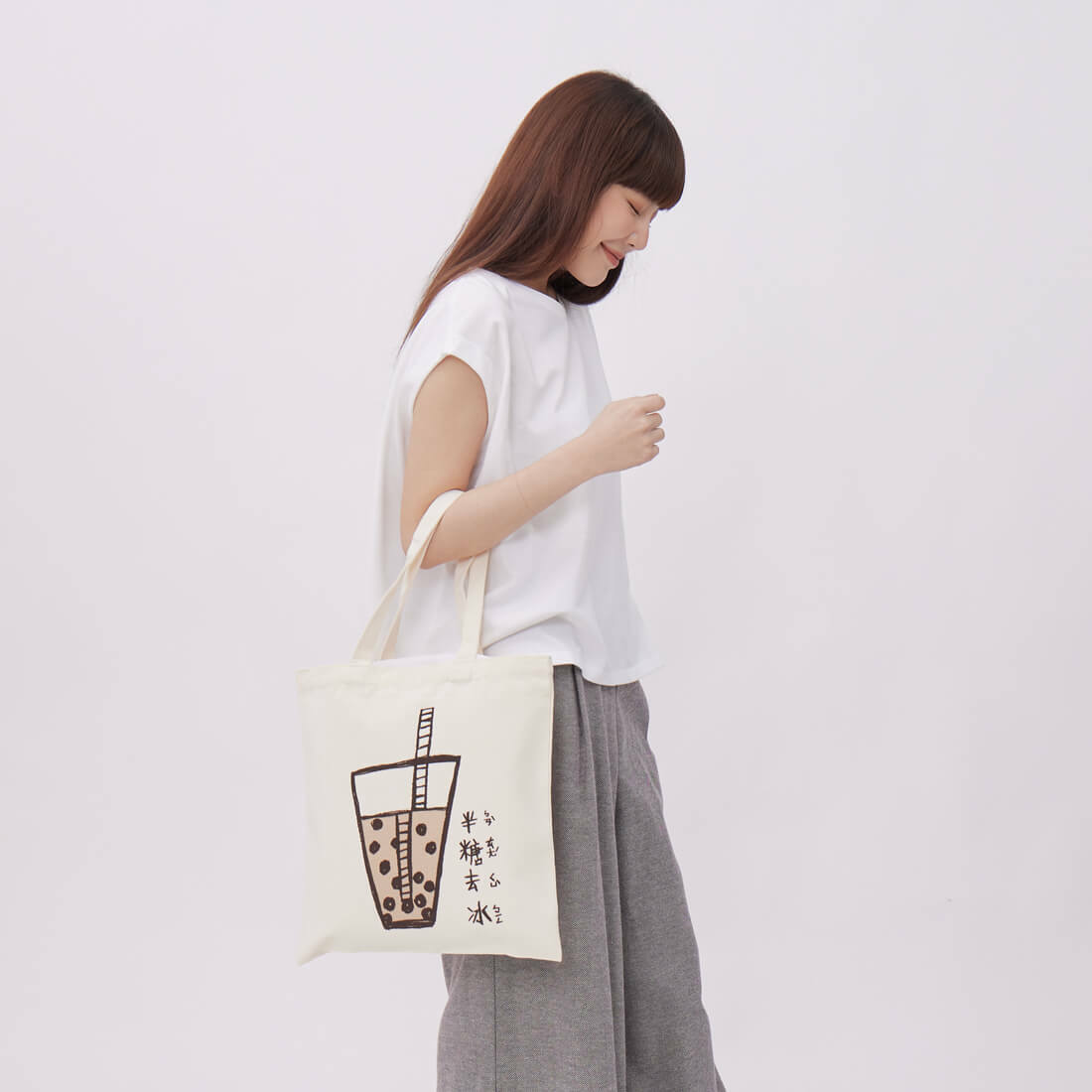珍珠奶茶提肩棉質環保袋 台灣特產 Bubble Tea
