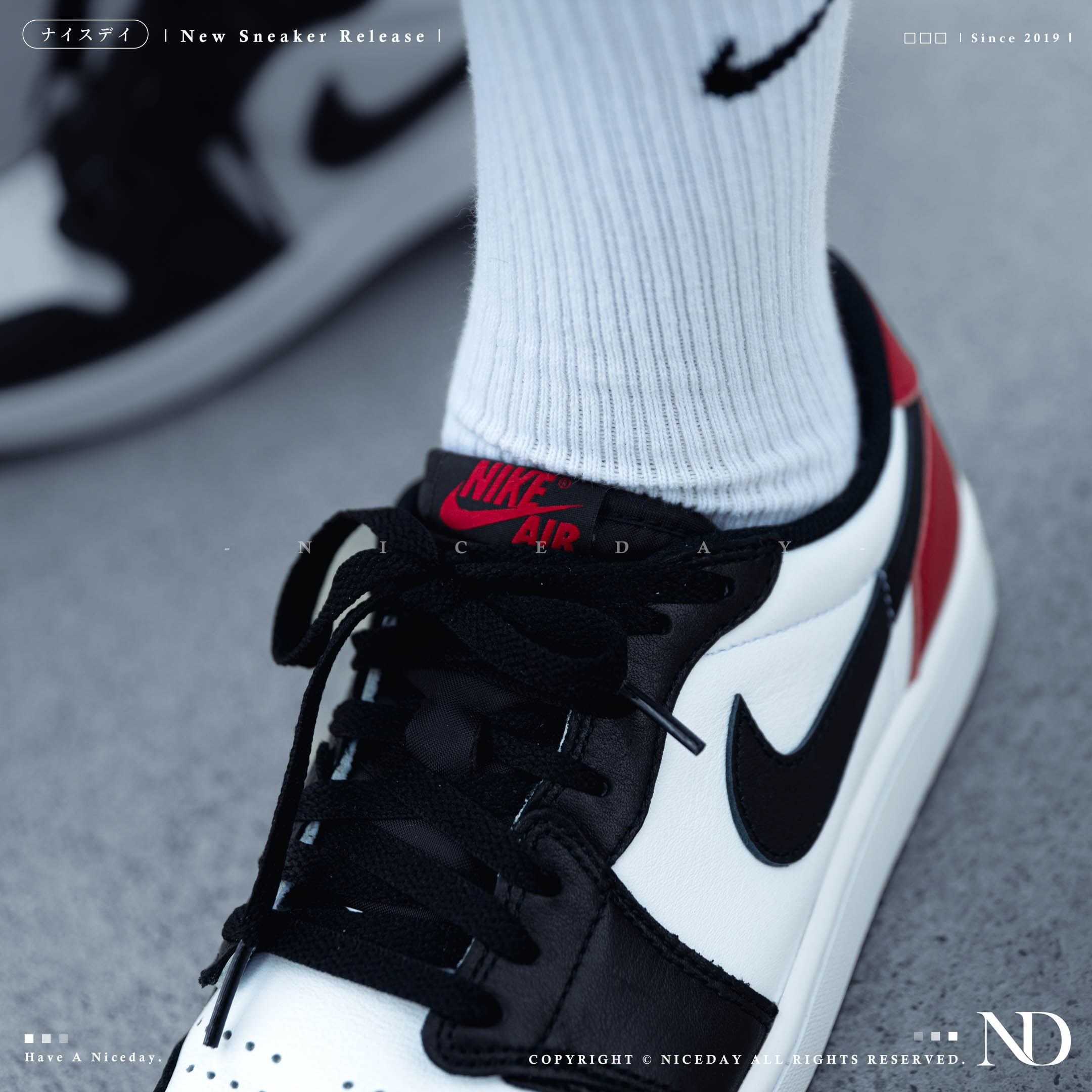 NICEDAY 現貨Nike Air Jordan 1 OG Black toe 黑紅腳趾黑頭黑白紅