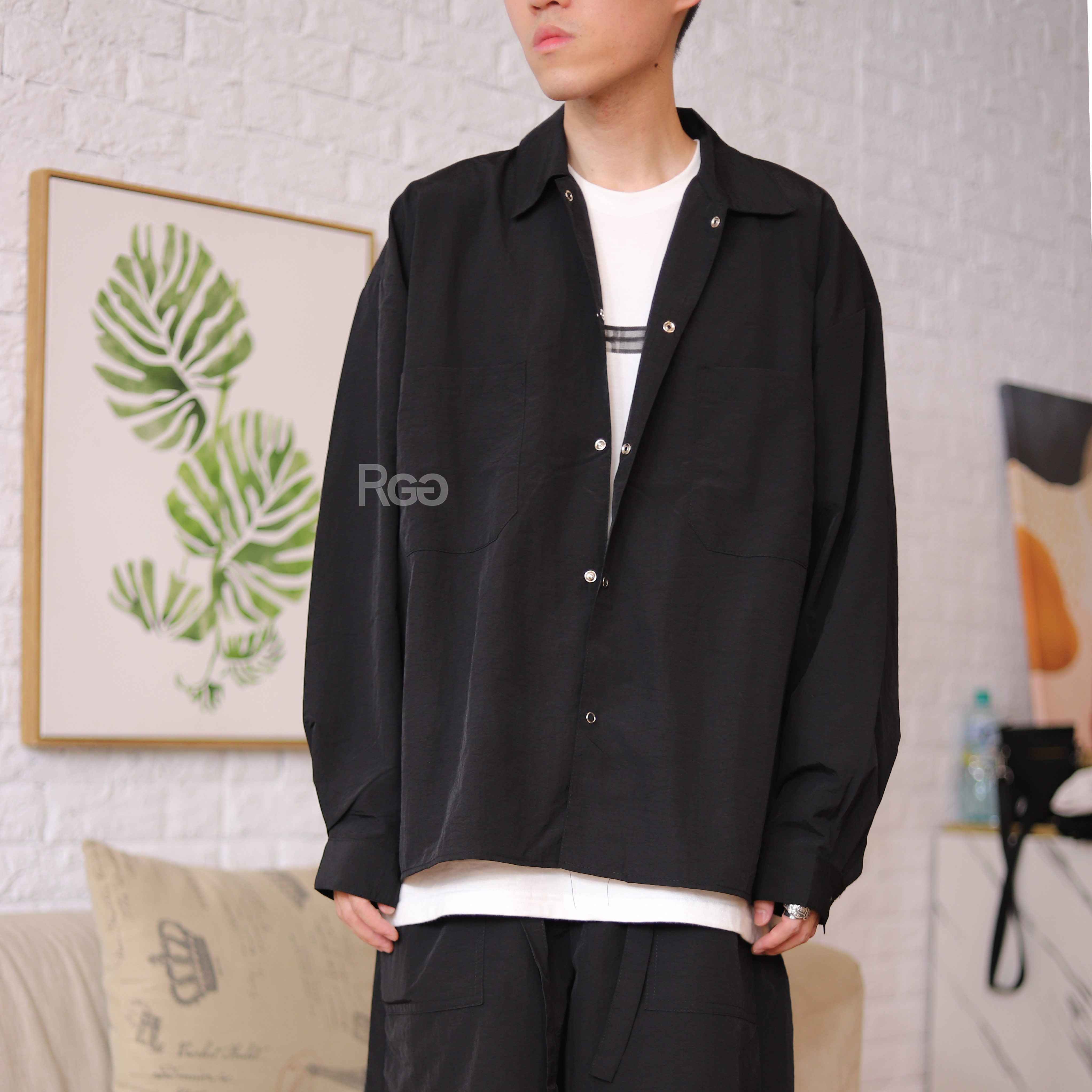 正韓 推薦款 輕薄尼龍襯衫長袖套裝