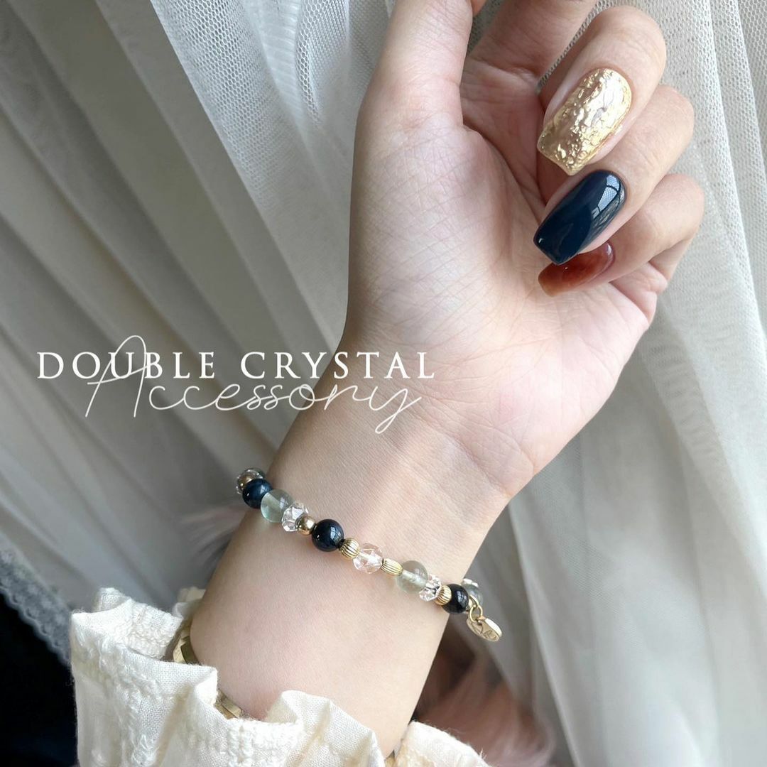 ☽◌*日沉浪琴／藍虎眼．螢石．白水晶