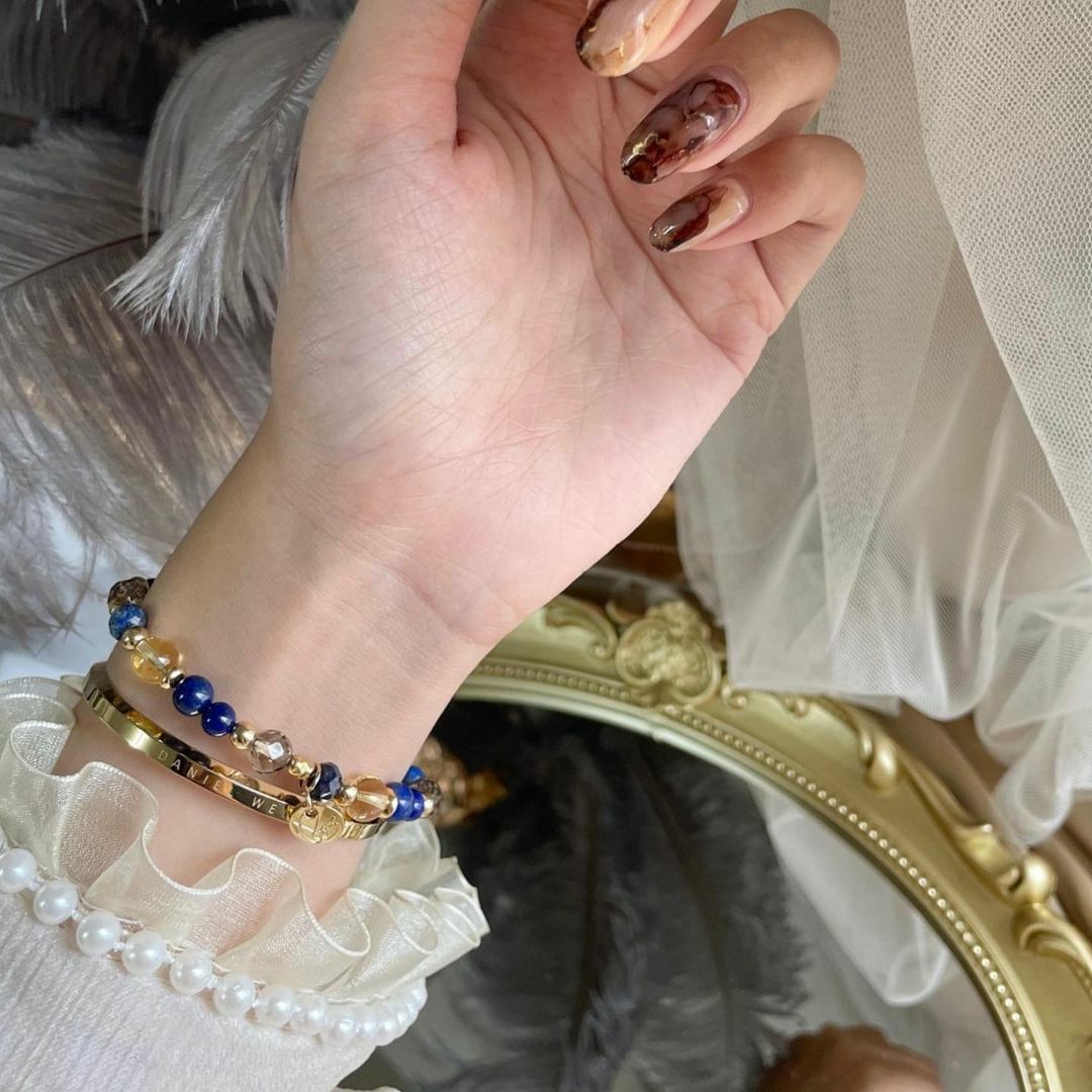 ☽◌*維梅爾的筆墨下／青金石．黃水晶．茶水晶