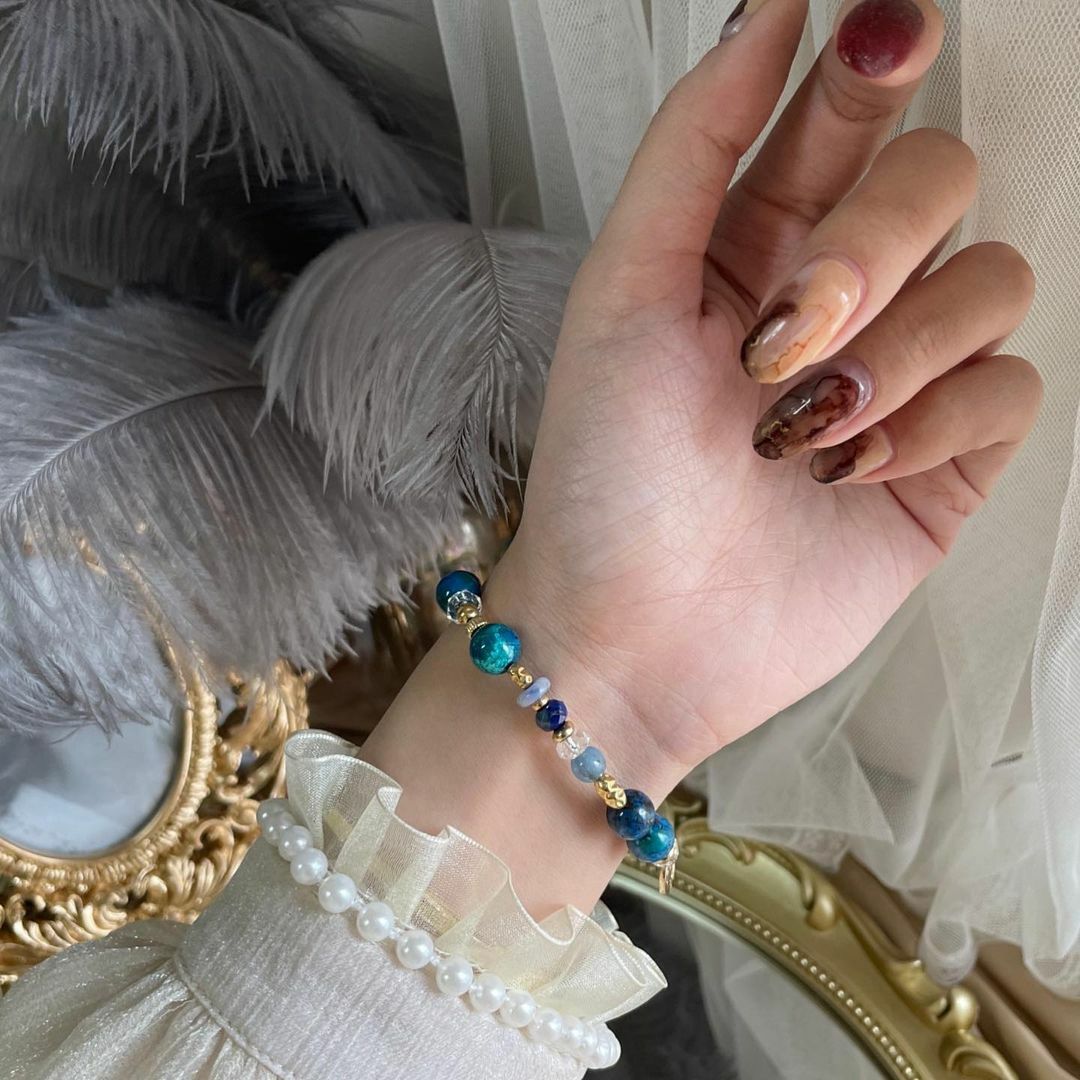 ☽◌*馬蒂爾德／高品藍銅礦設計款．青金石．藍點石