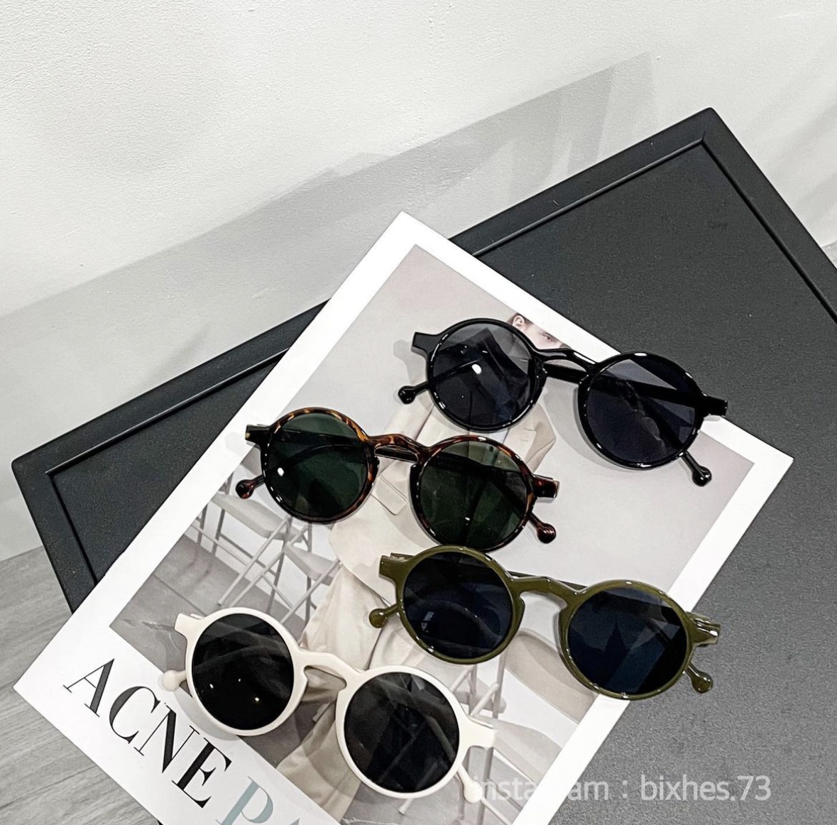 圓框膠邊墨鏡(J00010)