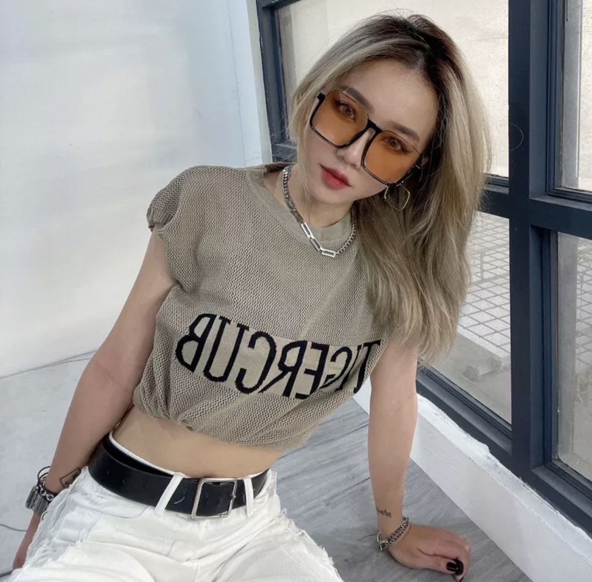 茶色半框墨鏡(J00012)