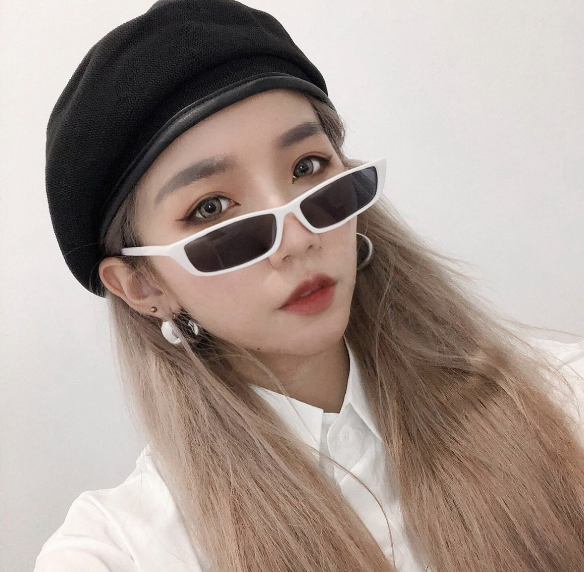 歐美長型膠框墨鏡(J00013)