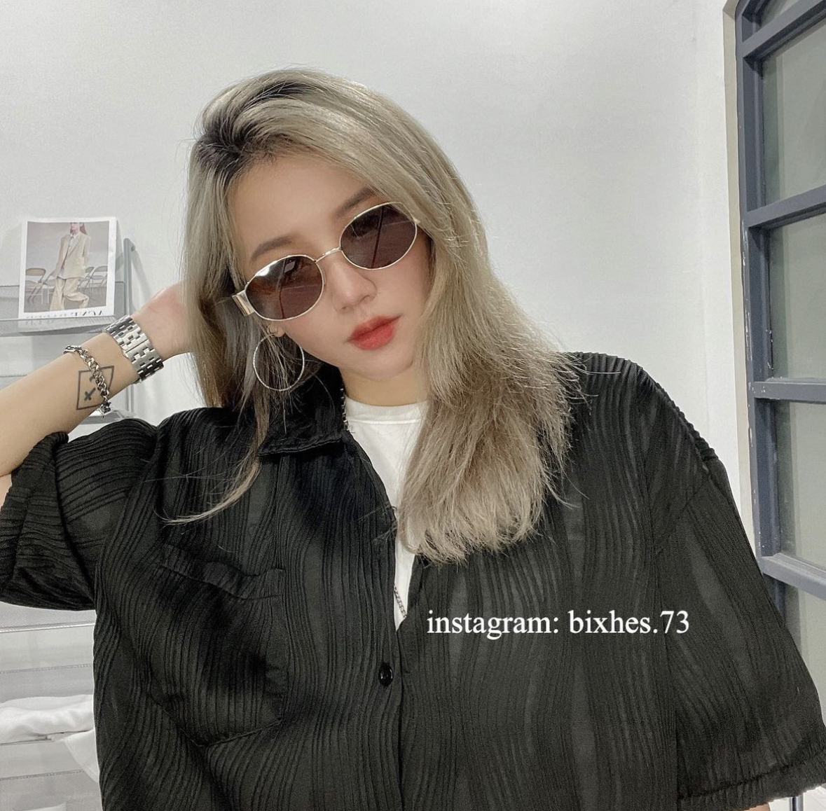 歐美復古橢圓墨鏡(J00014)