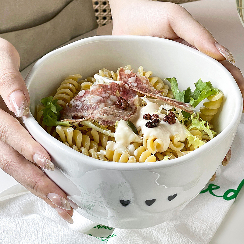 《2804》簡約質感黑白愛心陶瓷碗盤