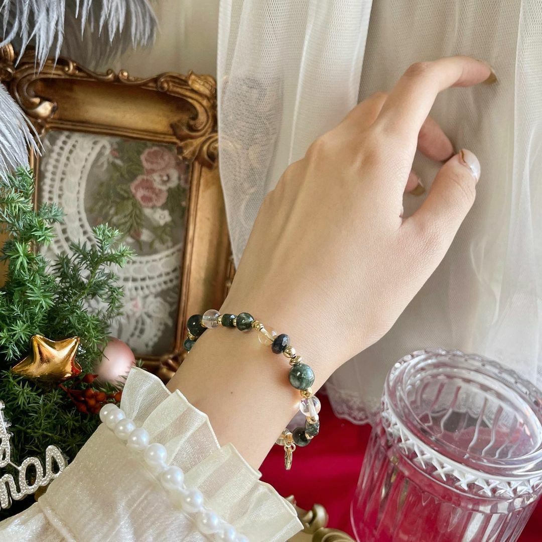 ☽◌*羽落西伯利亞／綠龍晶．藍磷灰．黃水晶．白水晶