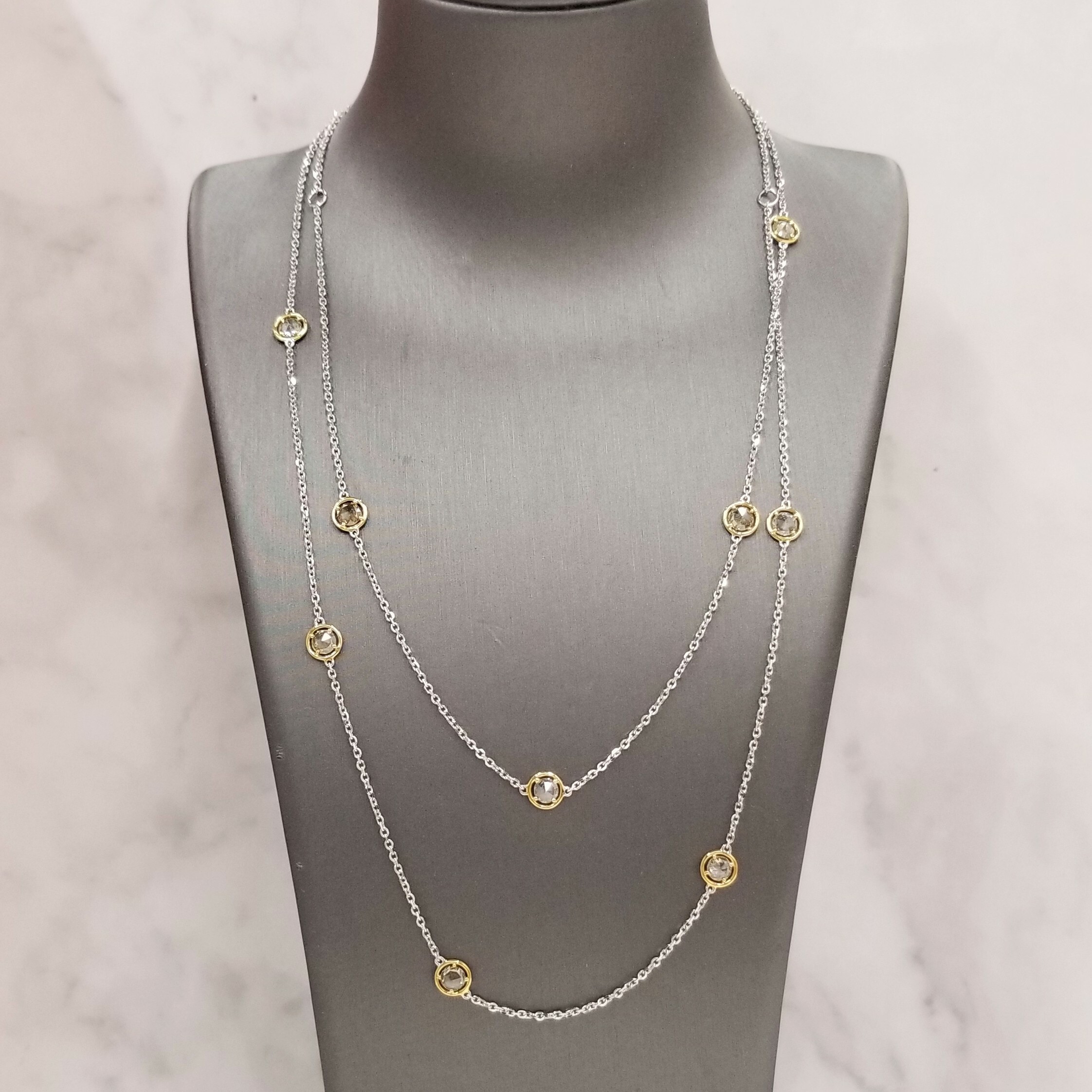 18K Gold 2.65ct Light Brown Diamond Necklace